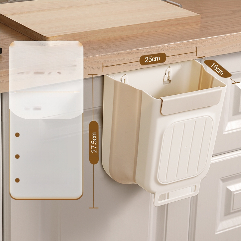 Επιτοίχιος διπλωτός πλαστικός κάδος απορριμμάτων κουζίνας, κυλινδρικού σχήματος, για πόρτες ντουλαπιών