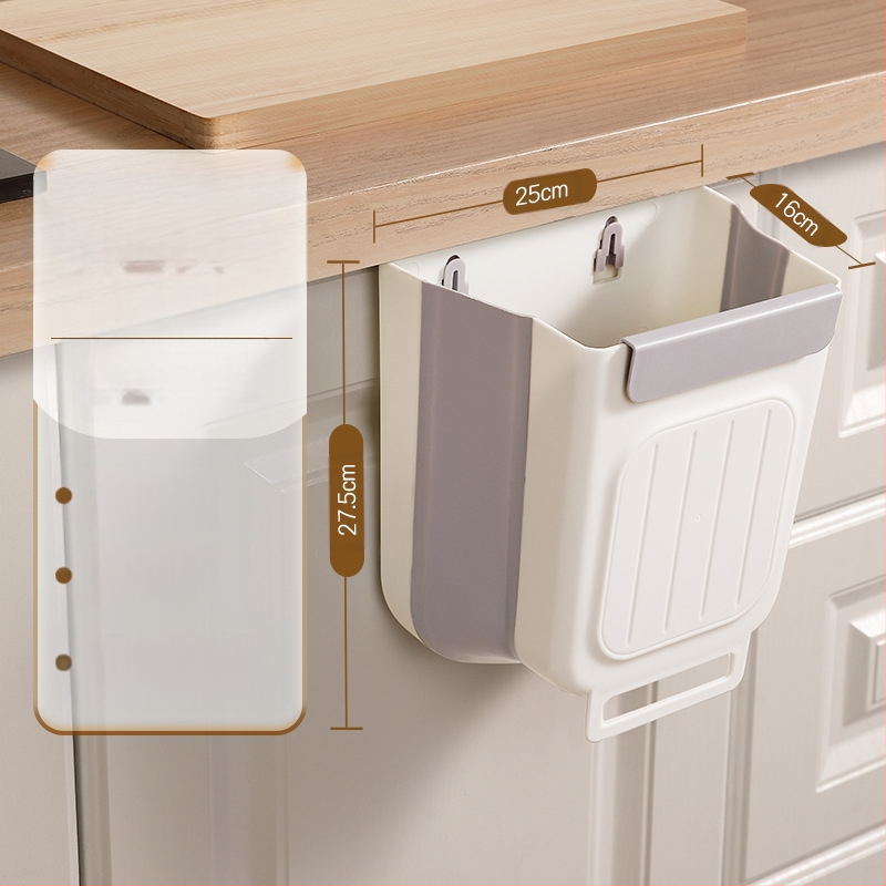 Επιτοίχιος διπλωτός πλαστικός κάδος απορριμμάτων κουζίνας, κυλινδρικού σχήματος, για πόρτες ντουλαπιών