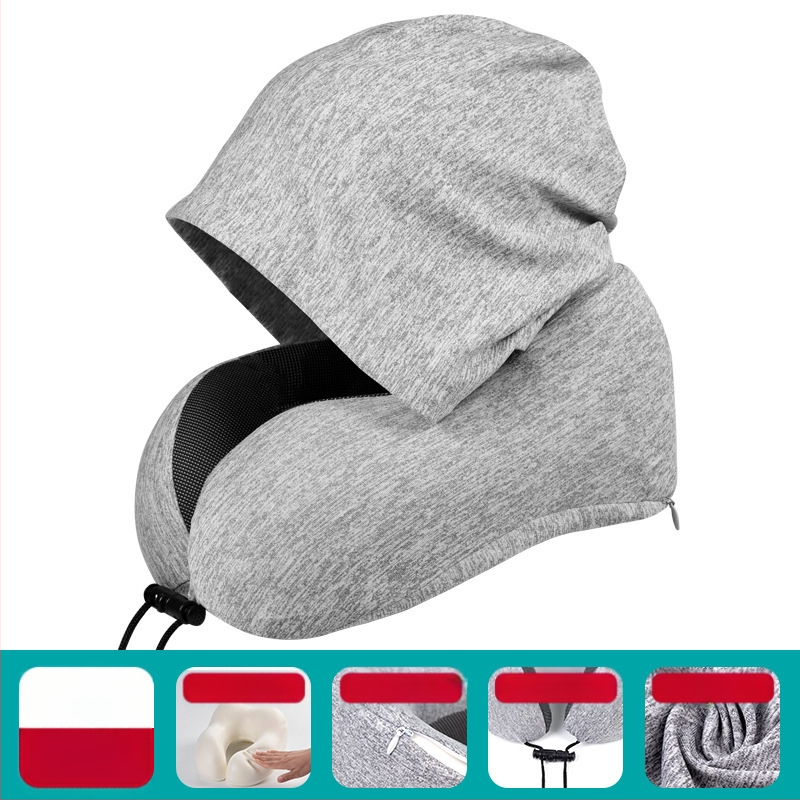 Μαξιλάρι σε σχήμα U για ταξίδια: μνήμη αφρού; κουκούλα; αποσπώμενο κάλυμμα; ύφασμα κατιονικό; μοντέρνο μινιμαλιστικό στυλ; βάρος ≤0.5 кг