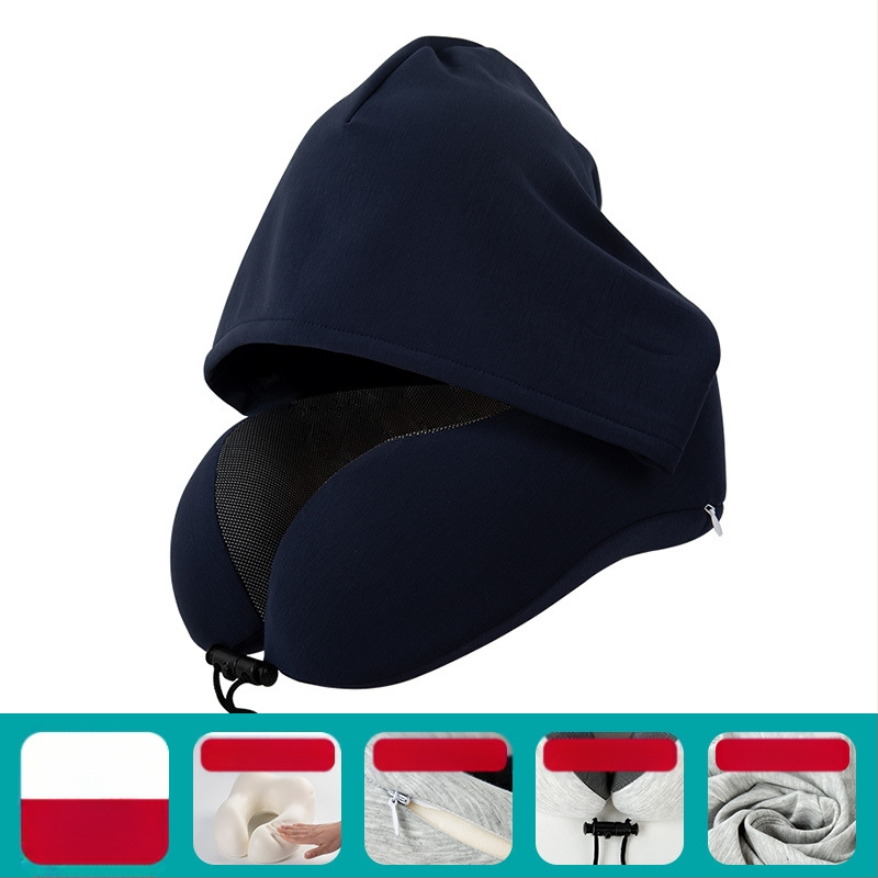 Μαξιλάρι σε σχήμα U για ταξίδια: μνήμη αφρού; κουκούλα; αποσπώμενο κάλυμμα; ύφασμα κατιονικό; μοντέρνο μινιμαλιστικό στυλ; βάρος ≤0.5 кг