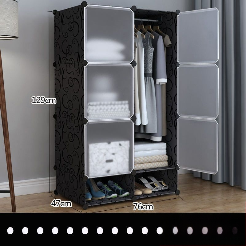 Πλαστική ντουλάπα με ενισχυμένο μεταλλικό πλαίσιο, απλός μοντέρνος σχεδιασμός, ντουλάπι αποθήκευσης υπνοδωματίου