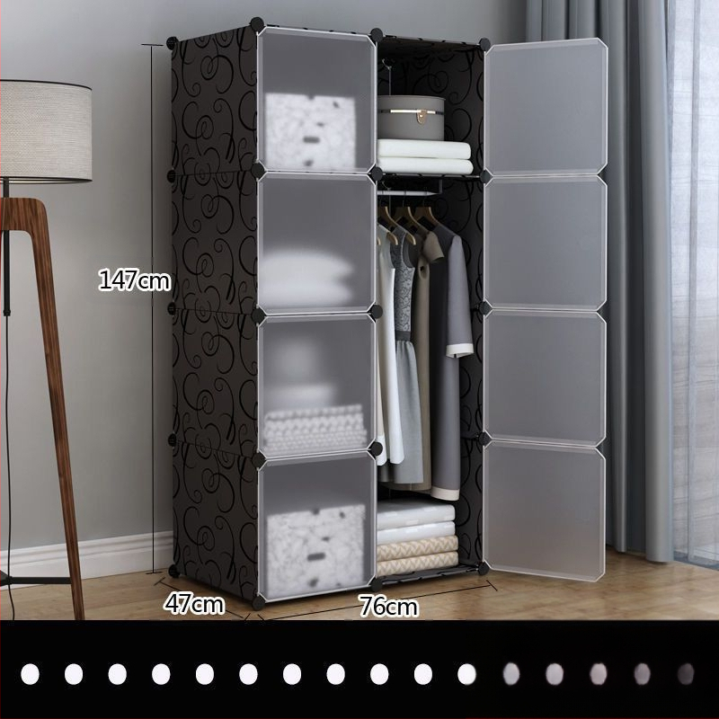 Πλαστική ντουλάπα με ενισχυμένο μεταλλικό πλαίσιο, απλός μοντέρνος σχεδιασμός, ντουλάπι αποθήκευσης υπνοδωματίου