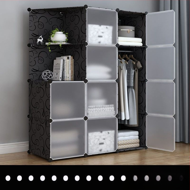 Πλαστική ντουλάπα με ενισχυμένο μεταλλικό πλαίσιο, απλός μοντέρνος σχεδιασμός, ντουλάπι αποθήκευσης υπνοδωματίου