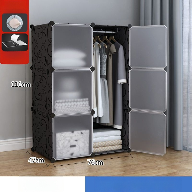 Πλαστική ντουλάπα με ενισχυμένο μεταλλικό πλαίσιο, απλός μοντέρνος σχεδιασμός, ντουλάπι αποθήκευσης υπνοδωματίου