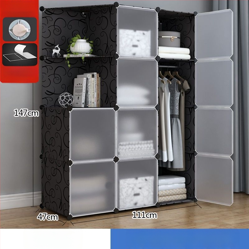 Πλαστική ντουλάπα με ενισχυμένο μεταλλικό πλαίσιο, απλός μοντέρνος σχεδιασμός, ντουλάπι αποθήκευσης υπνοδωματίου