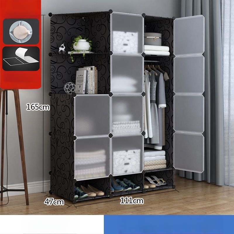 Πλαστική ντουλάπα με ενισχυμένο μεταλλικό πλαίσιο, απλός μοντέρνος σχεδιασμός, ντουλάπι αποθήκευσης υπνοδωματίου