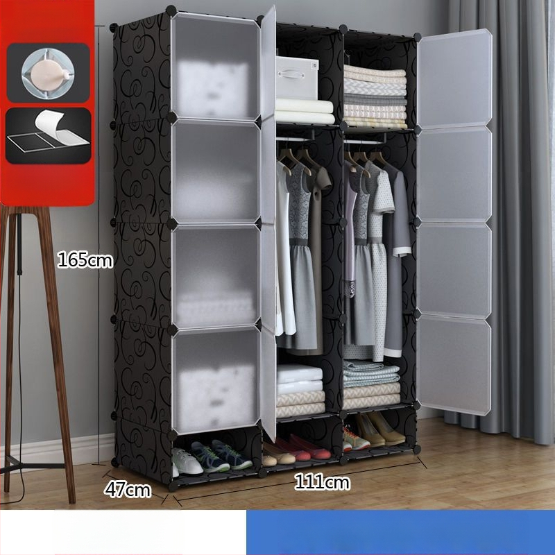 Πλαστική ντουλάπα με ενισχυμένο μεταλλικό πλαίσιο, απλός μοντέρνος σχεδιασμός, ντουλάπι αποθήκευσης υπνοδωματίου