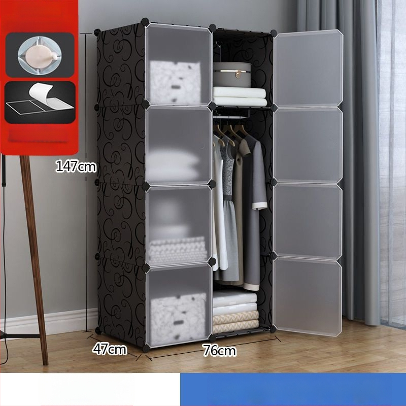 Πλαστική ντουλάπα με ενισχυμένο μεταλλικό πλαίσιο, απλός μοντέρνος σχεδιασμός, ντουλάπι αποθήκευσης υπνοδωματίου