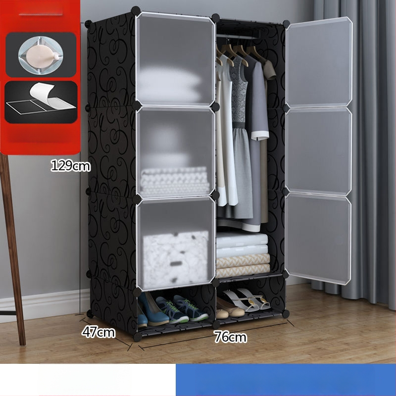 Πλαστική ντουλάπα με ενισχυμένο μεταλλικό πλαίσιο, απλός μοντέρνος σχεδιασμός, ντουλάπι αποθήκευσης υπνοδωματίου