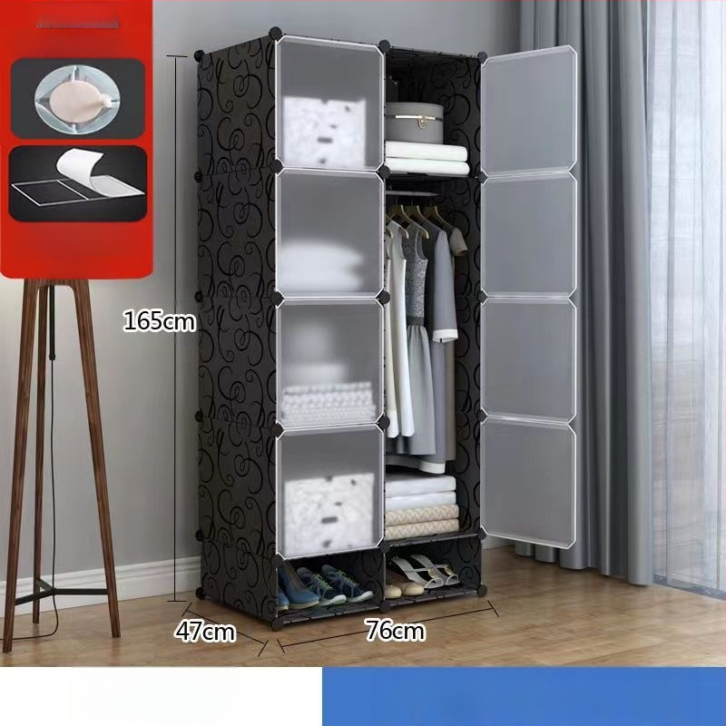 Πλαστική ντουλάπα με ενισχυμένο μεταλλικό πλαίσιο, απλός μοντέρνος σχεδιασμός, ντουλάπι αποθήκευσης υπνοδωματίου