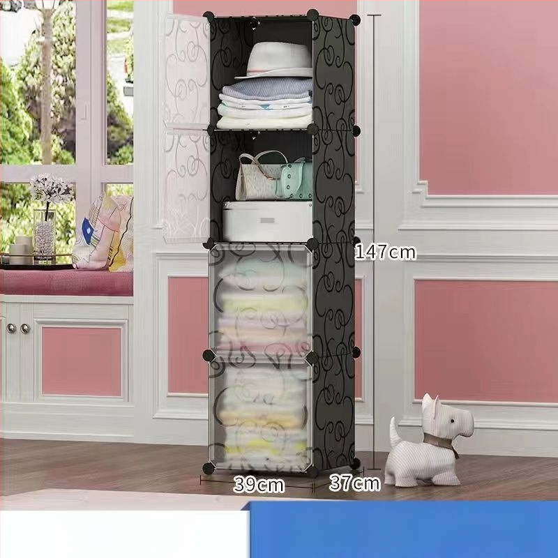 Πλαστική ντουλάπα με ενισχυμένο μεταλλικό πλαίσιο, απλός μοντέρνος σχεδιασμός, ντουλάπι αποθήκευσης υπνοδωματίου