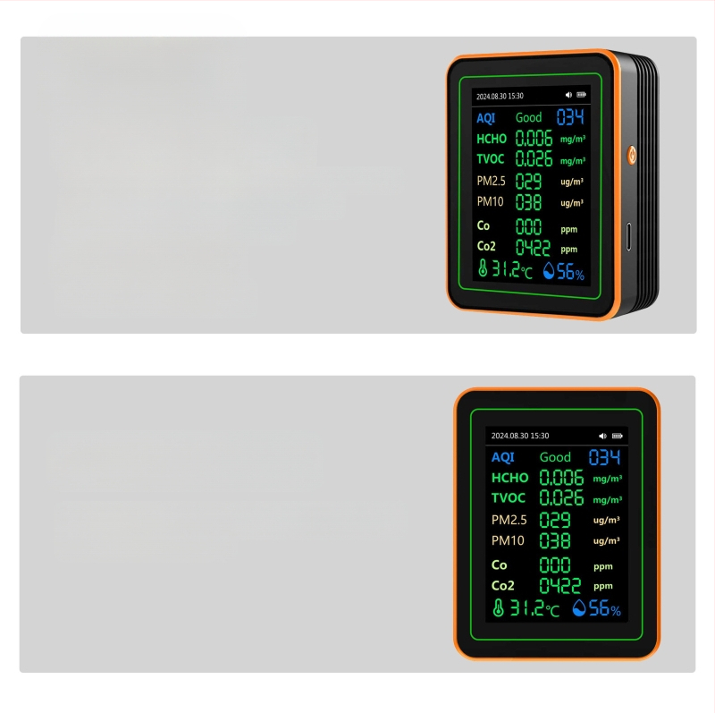 Ανιχνευτής ποιότητας αέρα 15-σε-1: CO2, PM2.5, TVOC, φορμαλδεΰδη, θερμοκρασία & υγρασία, μοντέλο ZN-MT22, εύρος CO2 400-5000 ppm, ακρίβεια 1 ppm, DC 3.7V