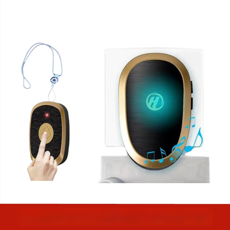 Ασύρματο Σύστημα Κλήσης Φροντίδας Ηλικιωμένων με Απομακρυσμένο Έλεγχο Κοντά στο Κρεβάτι και στο Μπάνιο, Έξυπνο Κουδούνι, Έκτακτη Λειτουργία Με Ένα Κουμπί, Αντίσταση 1 Ω