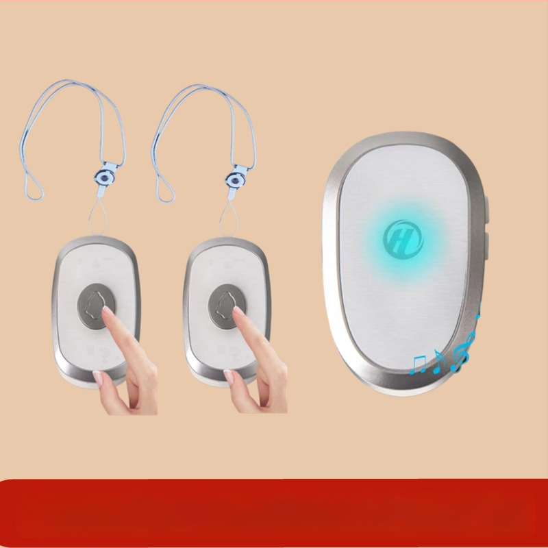 Ασύρματο Σύστημα Κλήσης Φροντίδας Ηλικιωμένων με Απομακρυσμένο Έλεγχο Κοντά στο Κρεβάτι και στο Μπάνιο, Έξυπνο Κουδούνι, Έκτακτη Λειτουργία Με Ένα Κουμπί, Αντίσταση 1 Ω