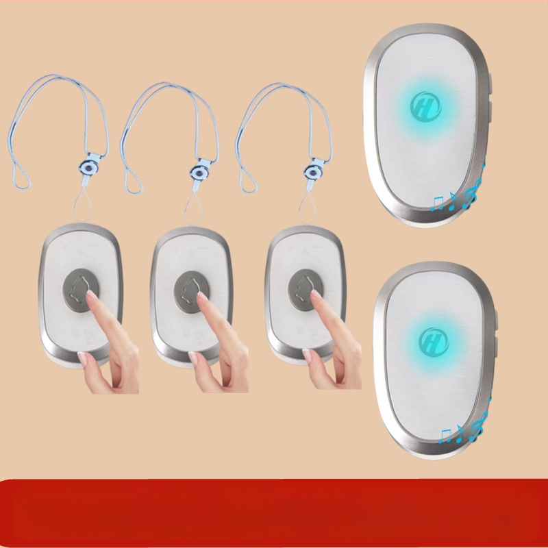 Ασύρματο Σύστημα Κλήσης Φροντίδας Ηλικιωμένων με Απομακρυσμένο Έλεγχο Κοντά στο Κρεβάτι και στο Μπάνιο, Έξυπνο Κουδούνι, Έκτακτη Λειτουργία Με Ένα Κουμπί, Αντίσταση 1 Ω