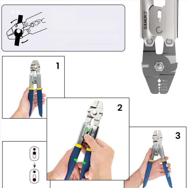 Aliuminio 8 formos krimpavimo įrankis vielos lynui, darbo taupymas, M2.0