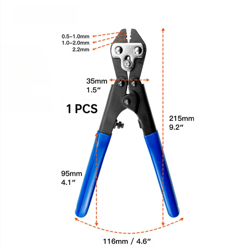 Aliuminio 8 formos krimpavimo įrankis vielos lynui, darbo taupymas, M2.0