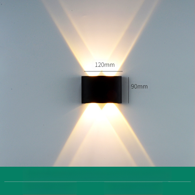 LED външна водоустойчива стенна лампа с двойна глава, насочваща нагоре и надолу, 6 LED светодиоди, алуминиев корпус, IP65, 85–265V, CRI 90