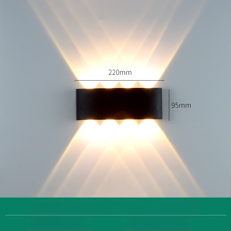 LED външна водоустойчива стенна лампа с двойна глава, насочваща нагоре и надолу, 6 LED светодиоди, алуминиев корпус, IP65, 85–265V, CRI 90