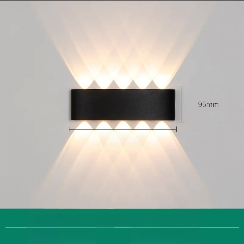 LED външна водоустойчива стенна лампа с двойна глава, насочваща нагоре и надолу, 6 LED светодиоди, алуминиев корпус, IP65, 85–265V, CRI 90