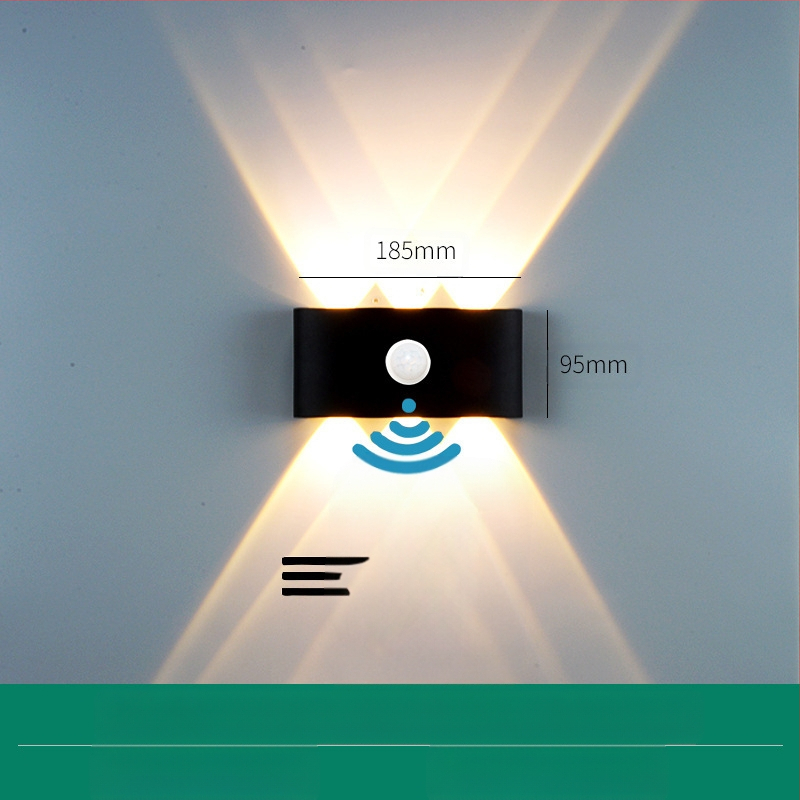 LED външна водоустойчива стенна лампа с двойна глава, насочваща нагоре и надолу, 6 LED светодиоди, алуминиев корпус, IP65, 85–265V, CRI 90
