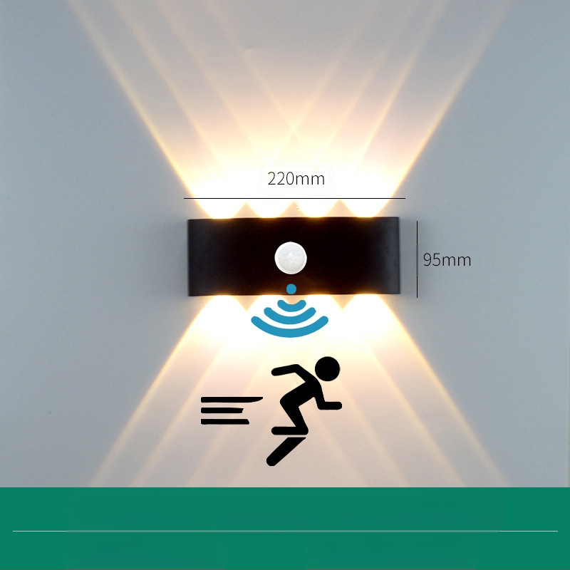 LED външна водоустойчива стенна лампа с двойна глава, насочваща нагоре и надолу, 6 LED светодиоди, алуминиев корпус, IP65, 85–265V, CRI 90