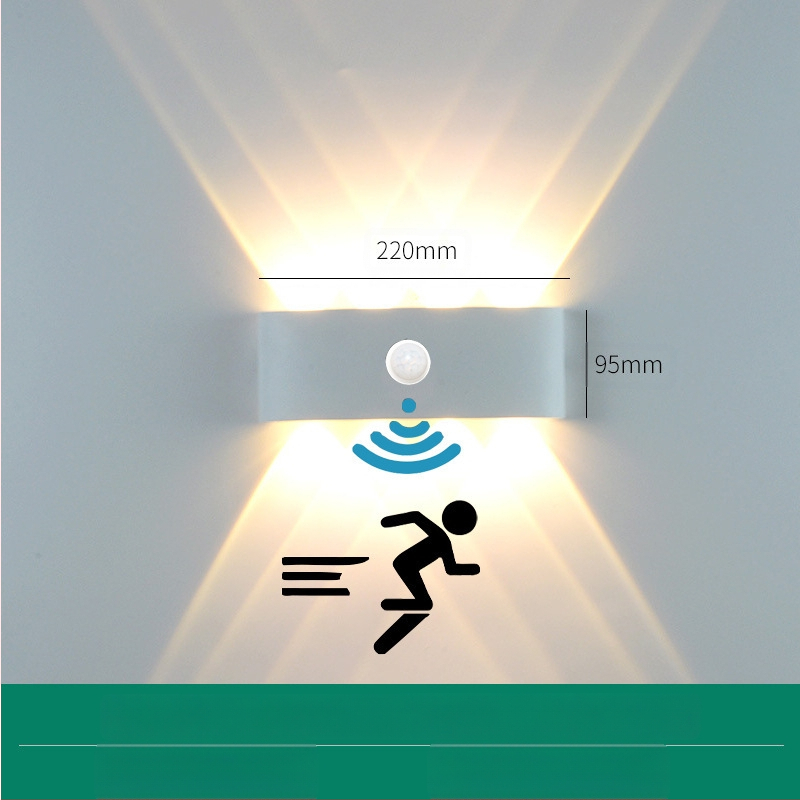 LED външна водоустойчива стенна лампа с двойна глава, насочваща нагоре и надолу, 6 LED светодиоди, алуминиев корпус, IP65, 85–265V, CRI 90