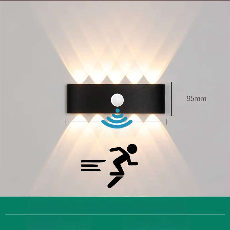 LED външна водоустойчива стенна лампа с двойна глава, насочваща нагоре и надолу, 6 LED светодиоди, алуминиев корпус, IP65, 85–265V, CRI 90