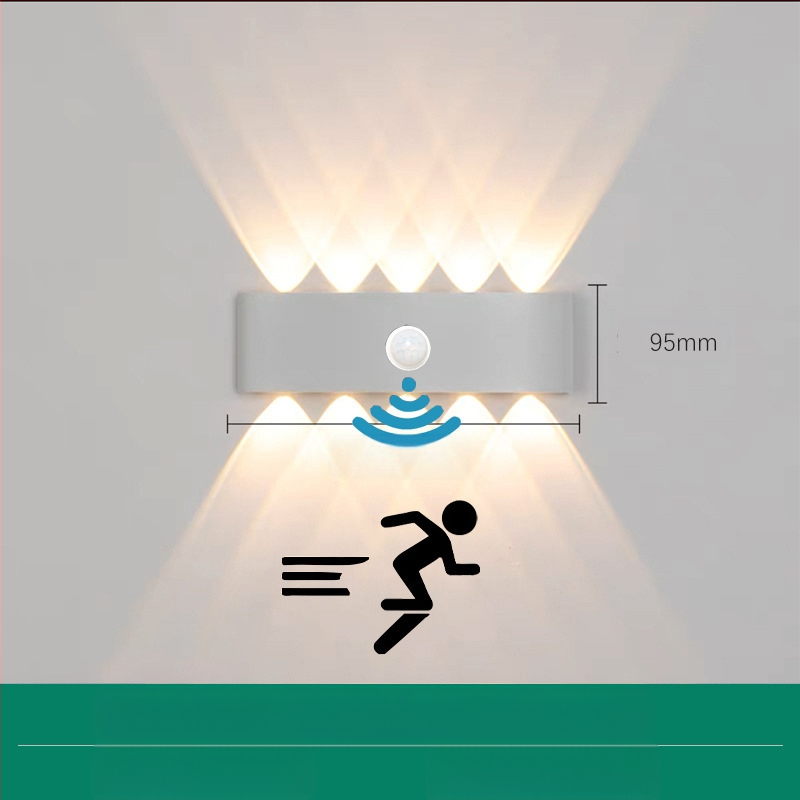 LED външна водоустойчива стенна лампа с двойна глава, насочваща нагоре и надолу, 6 LED светодиоди, алуминиев корпус, IP65, 85–265V, CRI 90