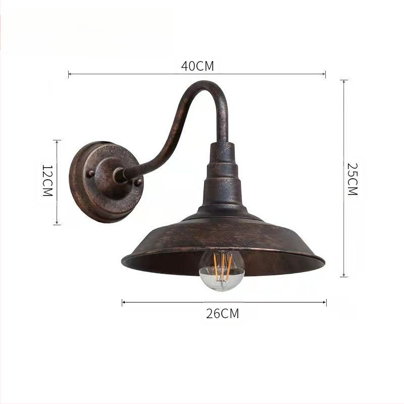 Φωτιστικό τοίχου σε βιομηχανικό ρετρό στυλ, γυάλινο σκιάδιο, μεταλλικό σώμα, LED, 220V
