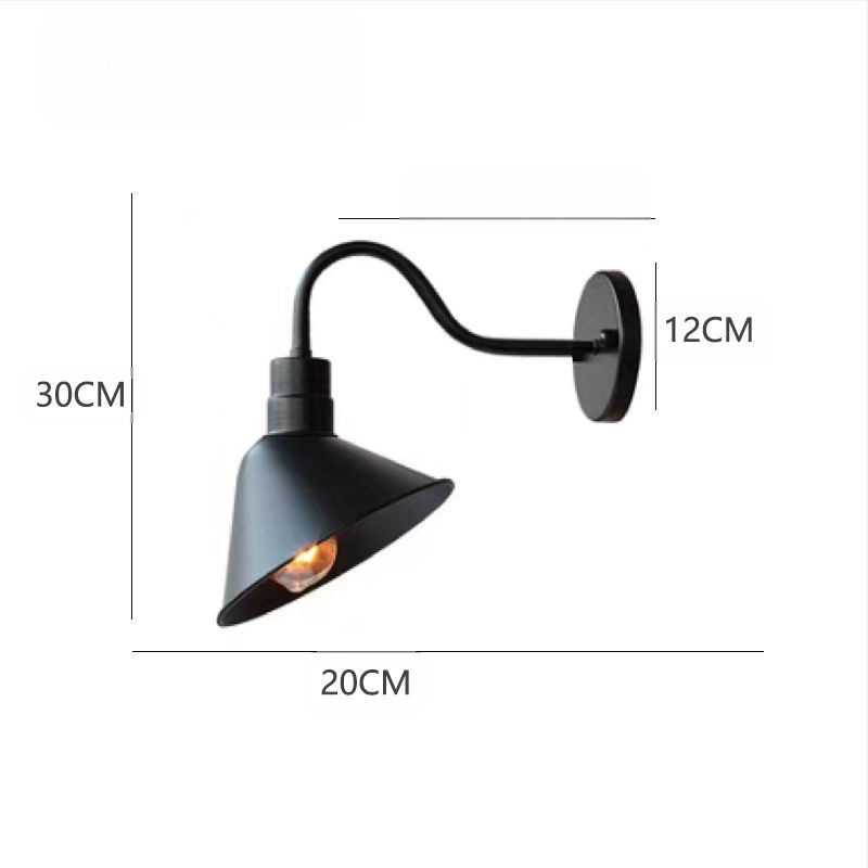Φωτιστικό τοίχου σε βιομηχανικό ρετρό στυλ, γυάλινο σκιάδιο, μεταλλικό σώμα, LED, 220V
