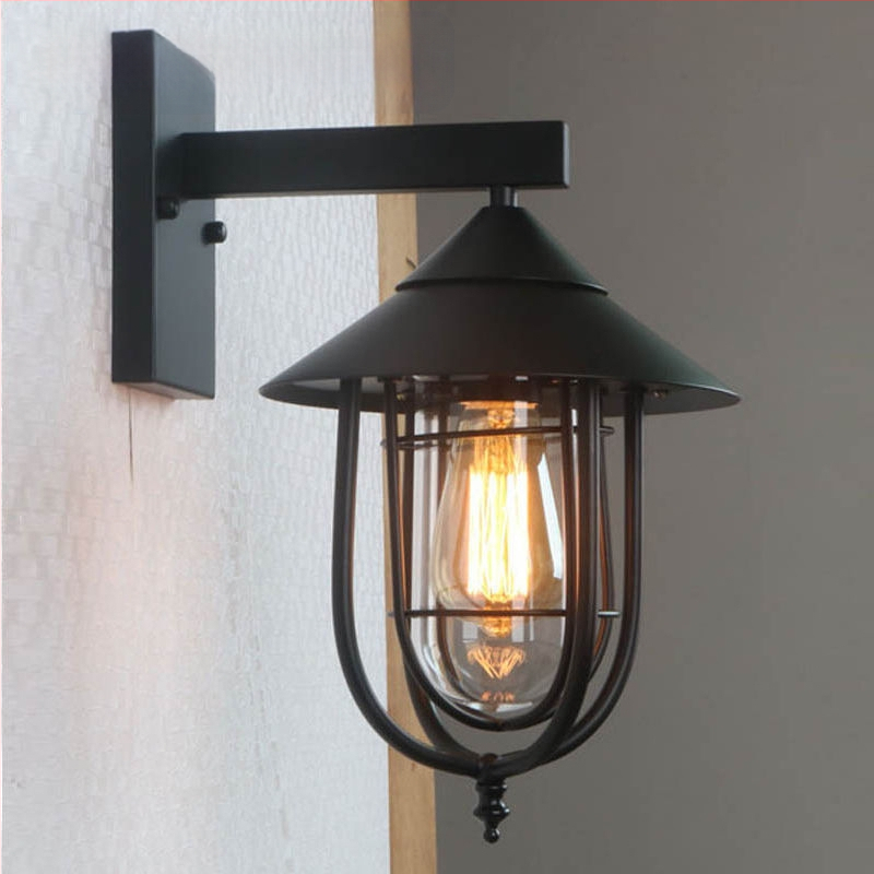 Φωτιστικό τοίχου σε βιομηχανικό ρετρό στυλ, γυάλινο σκιάδιο, μεταλλικό σώμα, LED, 220V