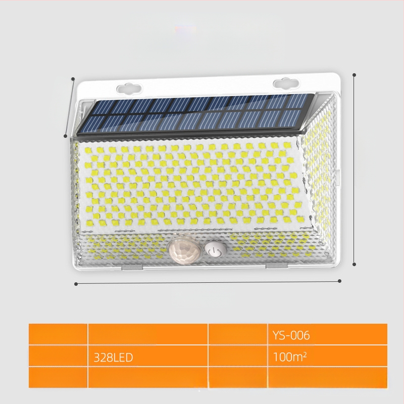 Соларна външна LED стенна лампа за двор с магнитно дистанционно управление – IP65 водоустойчива, четиристранно осветяване, модел YS-006, 5W, 6V