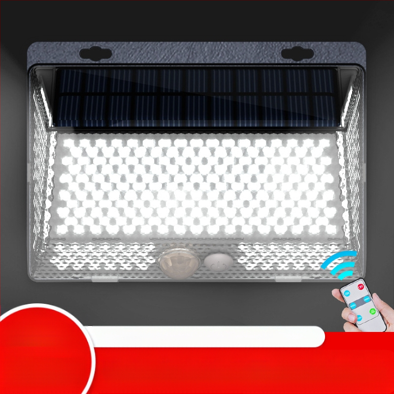 Соларна външна LED стенна лампа за двор с магнитно дистанционно управление – IP65 водоустойчива, четиристранно осветяване, модел YS-006, 5W, 6V