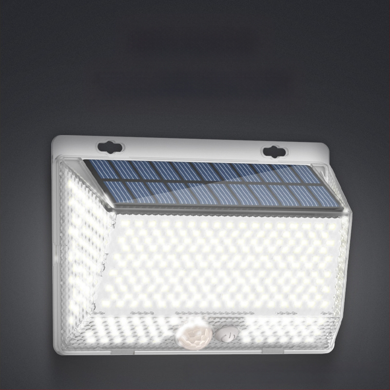 Соларна външна LED стенна лампа за двор с магнитно дистанционно управление – IP65 водоустойчива, четиристранно осветяване, модел YS-006, 5W, 6V