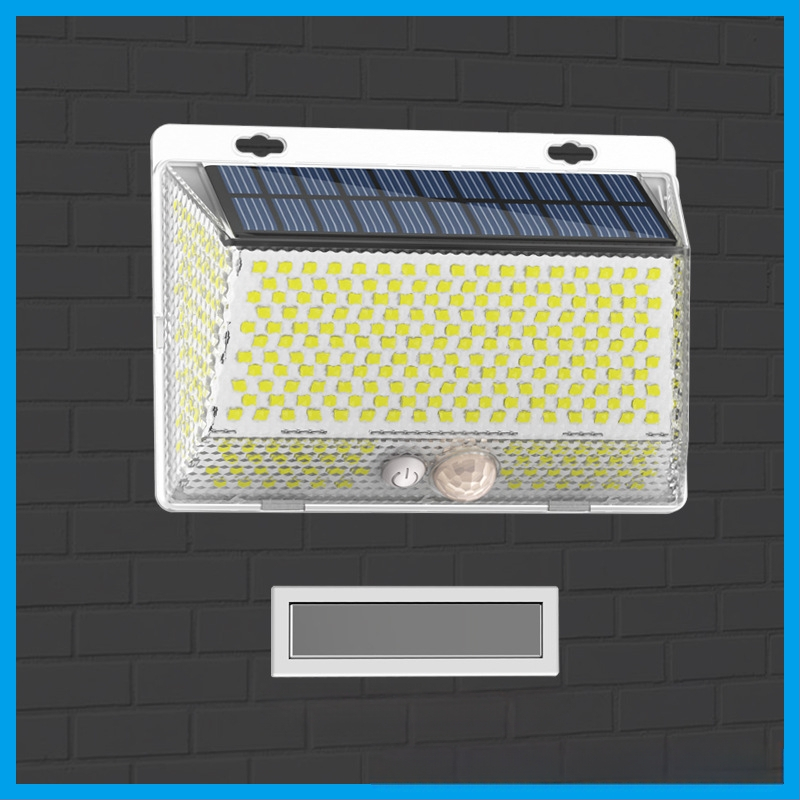 Соларна външна LED стенна лампа за двор с магнитно дистанционно управление – IP65 водоустойчива, четиристранно осветяване, модел YS-006, 5W, 6V