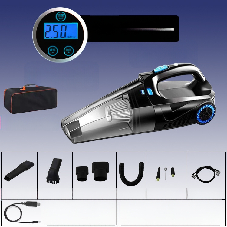 Χειροκίνητος καθαριστής αυτοκινήτου με αντλία αέρα και ασύρματη φόρτιση – αναρρόφηση 6000 Pa, 12V, 120W