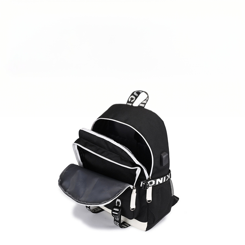 Mokyklos kuprinė iš kanvaso, didelis talpa 36–55L, USB įkrovimas, tinka 13 colių nešiojamam, Cartoon spaudas