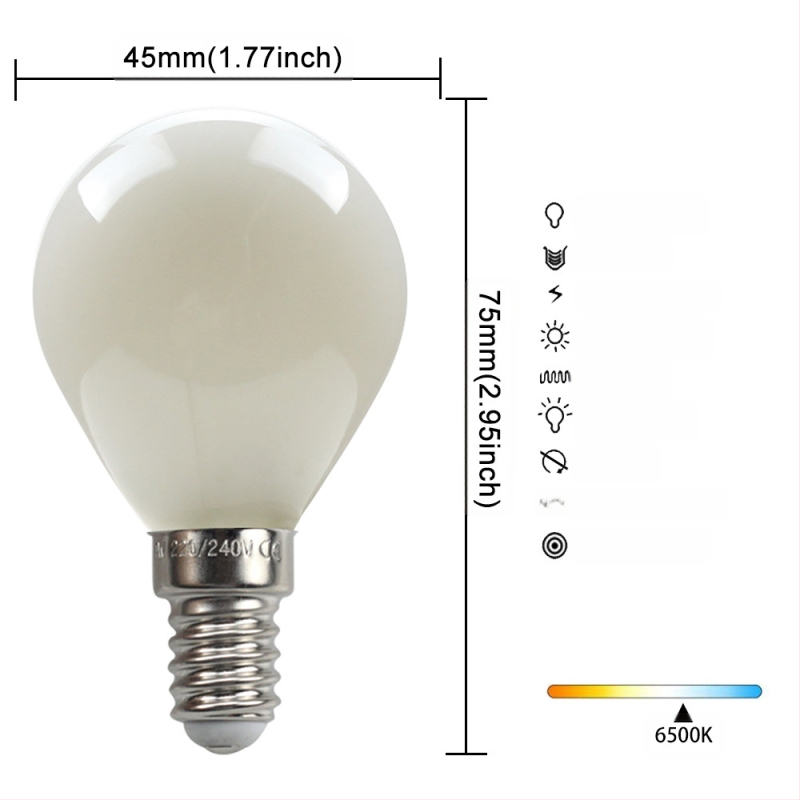 LED λάμπα Edison σε στυλ, μοντέλο G45, βάση βιδώματος E27/E26, 220V, CRI > 90