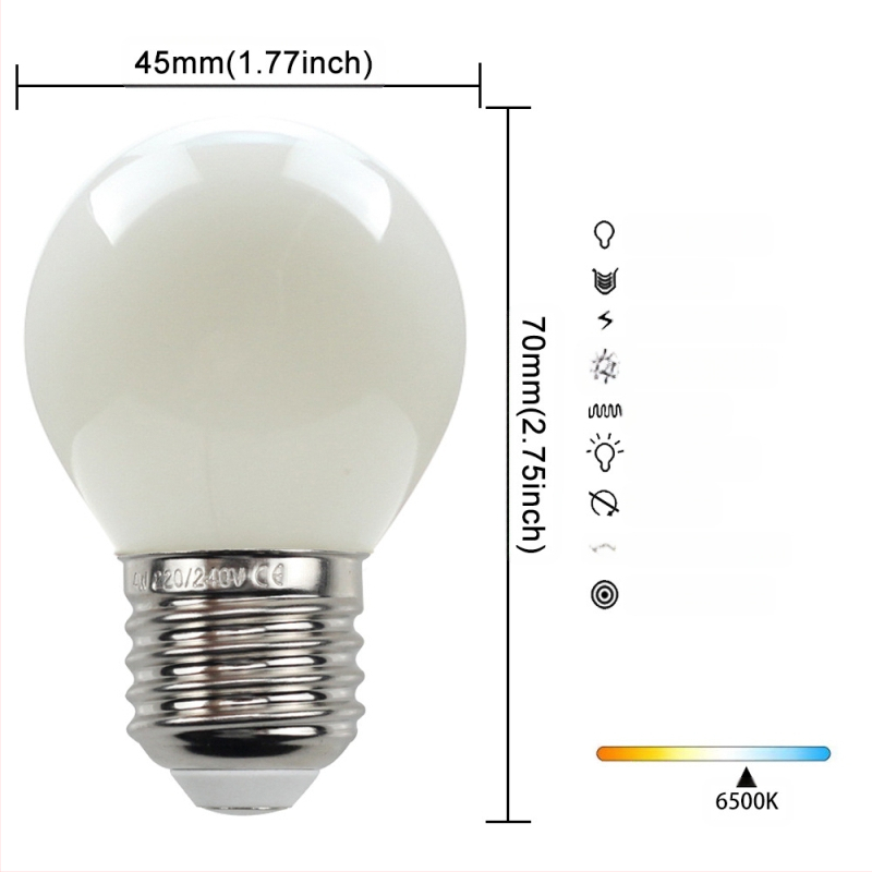 LED λάμπα Edison σε στυλ, μοντέλο G45, βάση βιδώματος E27/E26, 220V, CRI > 90