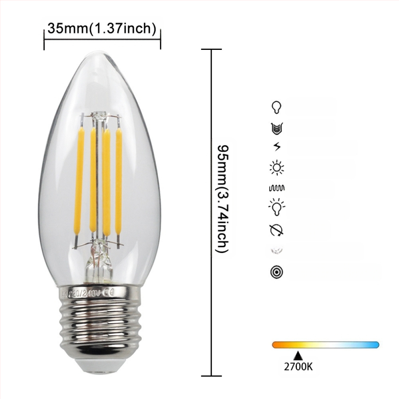 LED λάμπα Edison σε στυλ, μοντέλο G45, βάση βιδώματος E27/E26, 220V, CRI > 90