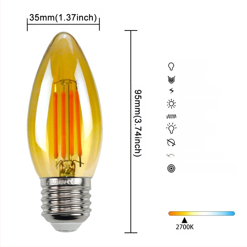 LED λάμπα Edison σε στυλ, μοντέλο G45, βάση βιδώματος E27/E26, 220V, CRI > 90