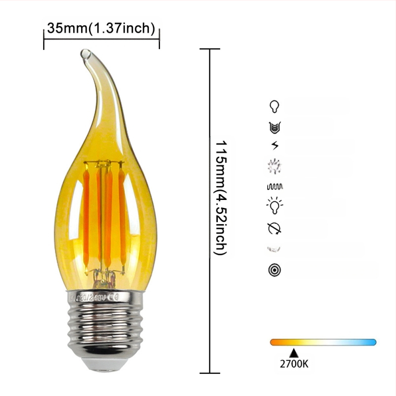 LED λάμπα Edison σε στυλ, μοντέλο G45, βάση βιδώματος E27/E26, 220V, CRI > 90