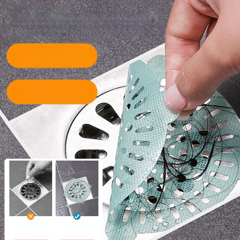 Filtru de canalizare de unică folosință pentru baie — etichetă autoadezivă dreptunghiulară, anti-blocare pentru părul de duș