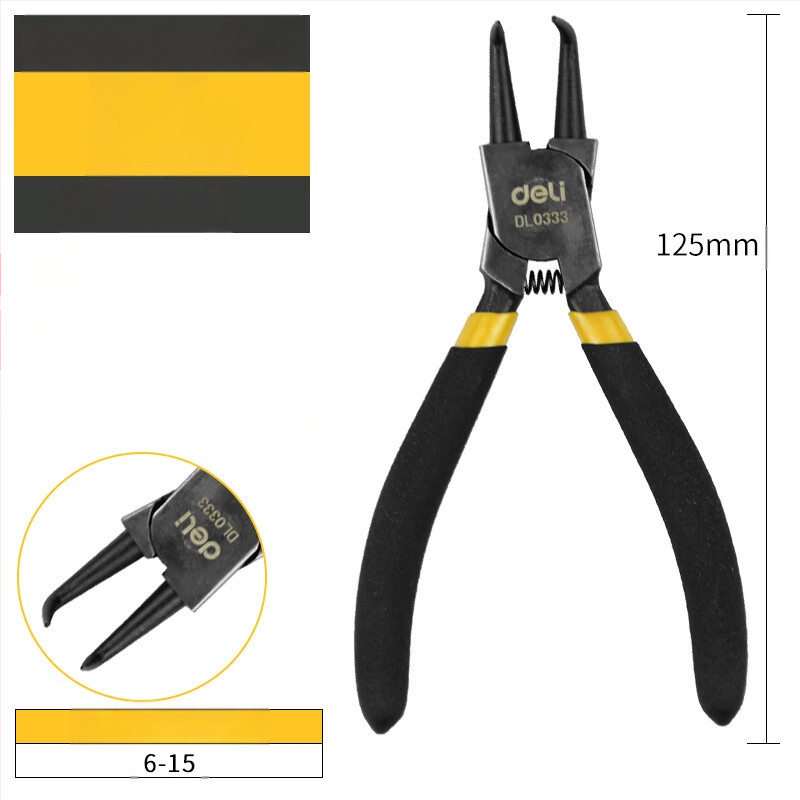 Deli цирлип клещи — вътрешни прави и външни извити, прав връх, пружинни клещи за вал, модел DL033