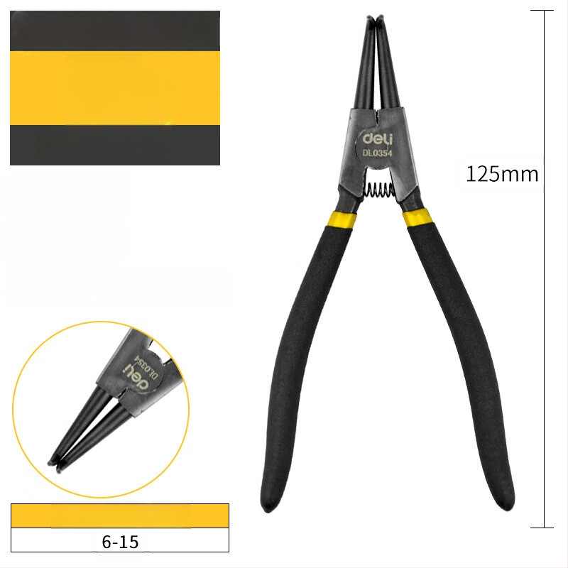 Deli цирлип клещи — вътрешни прави и външни извити, прав връх, пружинни клещи за вал, модел DL033