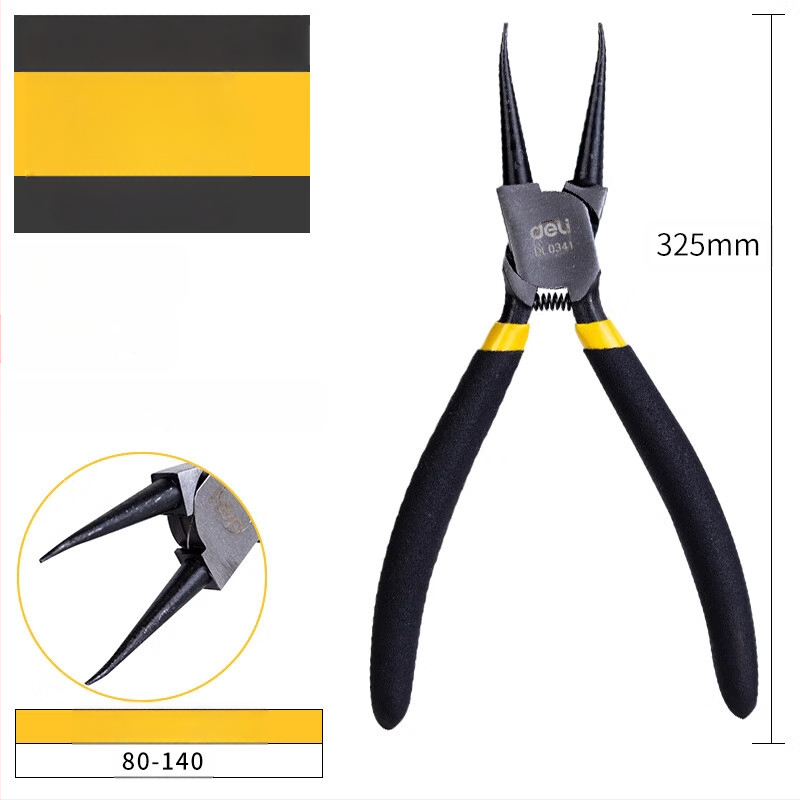 Deli цирлип клещи — вътрешни прави и външни извити, прав връх, пружинни клещи за вал, модел DL033