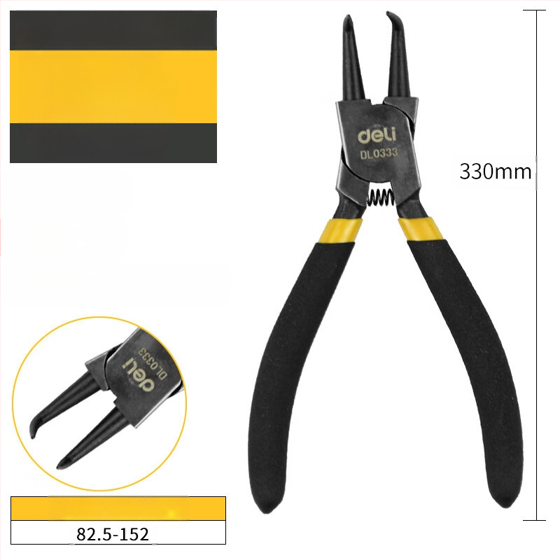 Deli цирлип клещи — вътрешни прави и външни извити, прав връх, пружинни клещи за вал, модел DL033