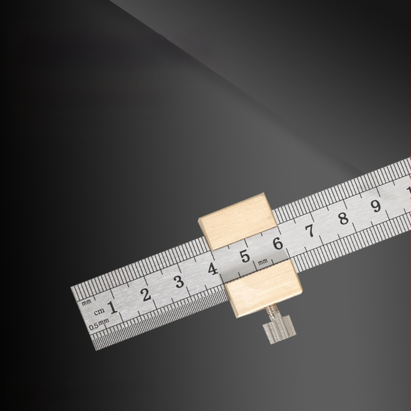 Χάρακας από ανοξείδωτο ατσάλι με μπλοκ τοποθέτησης και περιοριστή – για ξυλουργικές εφαρμογές, κλίμακα μετρική και ίντσες