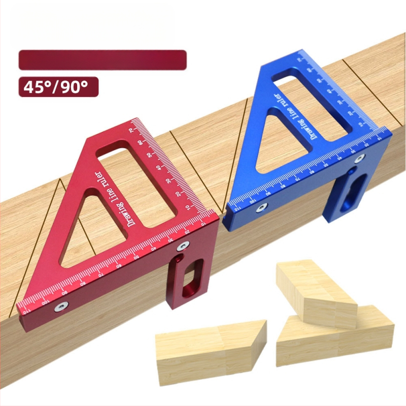 Αλουμινίου κράμα μετρητικός χάρακας για ξυλουργούς με τρίγωνο και ανιχνευτή ορθογώνιου γωνίας, με μετρικές μονάδες και ίντσες, XYT